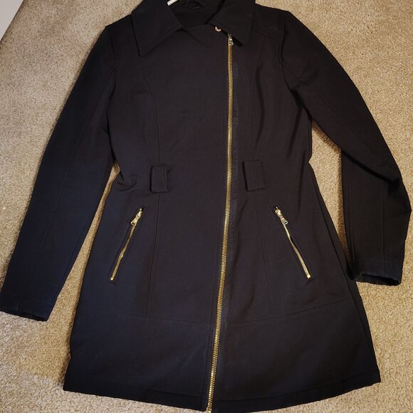 Guess Black Asymmetrical Zip Black MOTO Fitted Jacket Pea Coat Size Small - Picture 11 of 15
